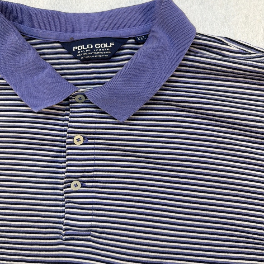 Ralph Lauren Polo Golf Polo Shirt Men's Size XXL Purple Stripe 100% Pima Cotton‎